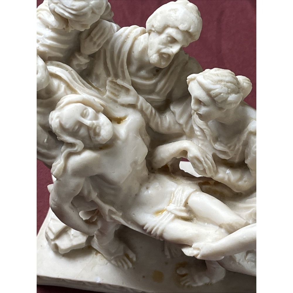 Vintage Italian Cast Marble Alabaster Descent From The Cross Religious Sculpture - Picture 4 of 9